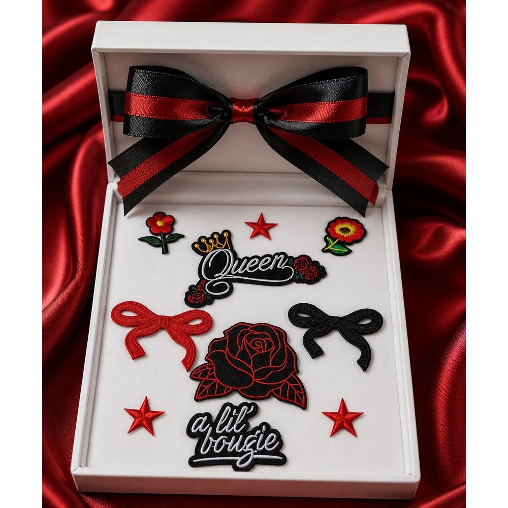 10pc Embroidered Iron On Patch Set Queen Rose Bows DIY Fashion Accessories